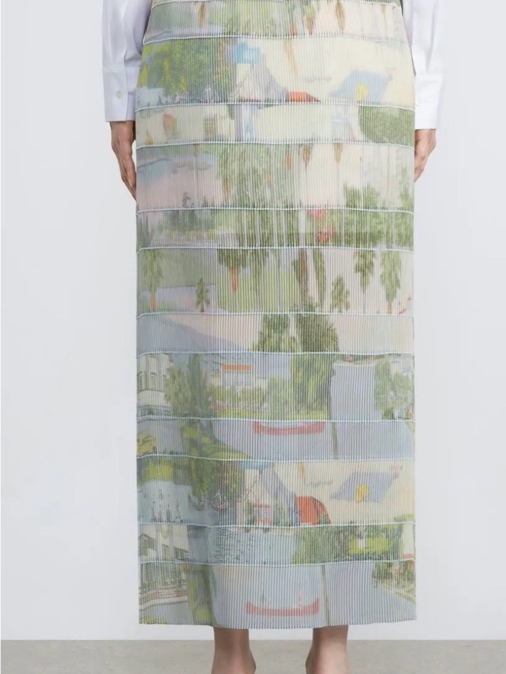 Lafayette 148 New York Pastel Scenic Pleated Maxi Skirt Sz M-L - Picture 11 of 15